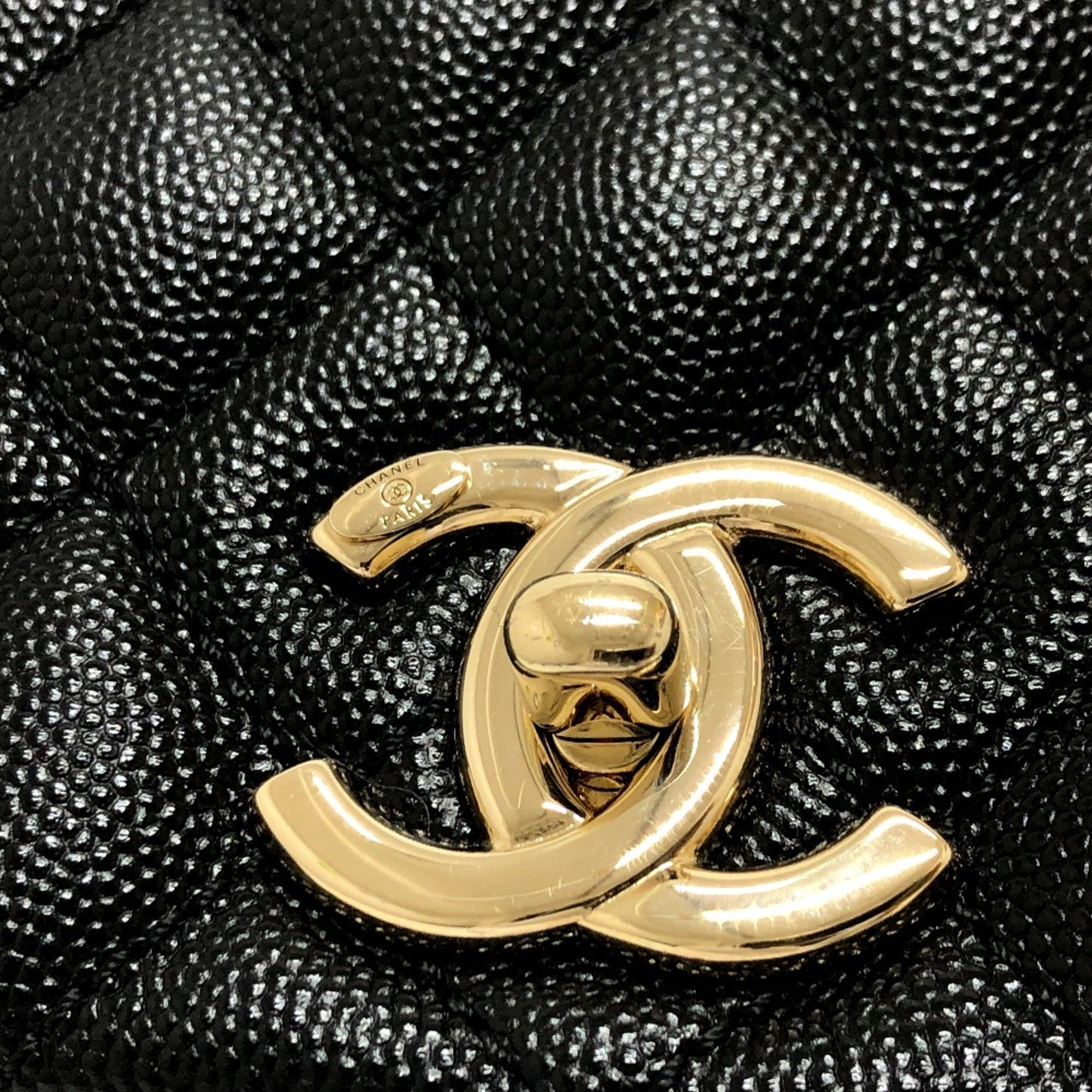 CHANEL A92991 Matelasse Coco Handle 29 Bag Handbag Shoulder Caviar Skin Women's Black