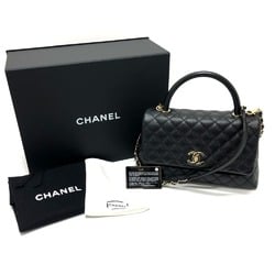 CHANEL A92991 Matelasse Coco Handle 29 Bag Handbag Shoulder Caviar Skin Women's Black