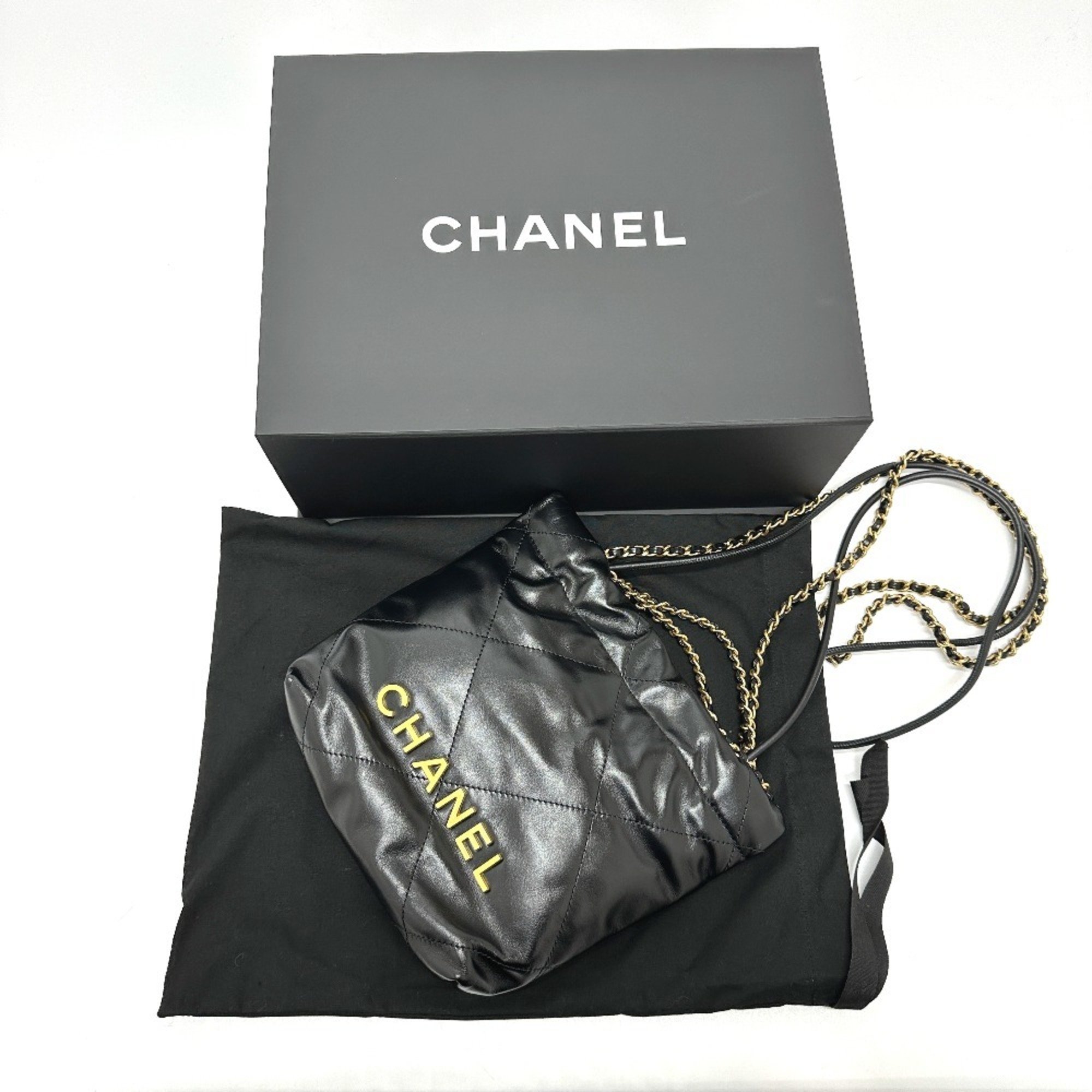 CHANEL AS3980 Coco Mark CHANEL22 Shoulder Bag Calfskin Women's Black