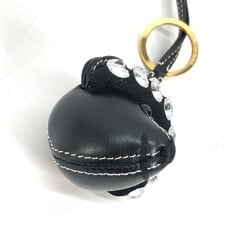 Burberry Rhinestone Thomas Bear Charm Bag Keychain Leather Women's Black