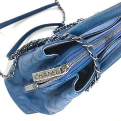 CHANEL Chanel Tote Bag Handbag CC Coco Mark Matelasse Quilted Chain Shoulder Caviar Skin Women's Blue