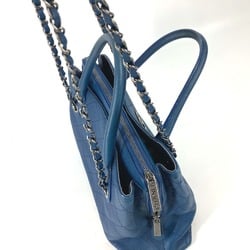 CHANEL Chanel Tote Bag Handbag CC Coco Mark Matelasse Quilted Chain Shoulder Caviar Skin Women's Blue