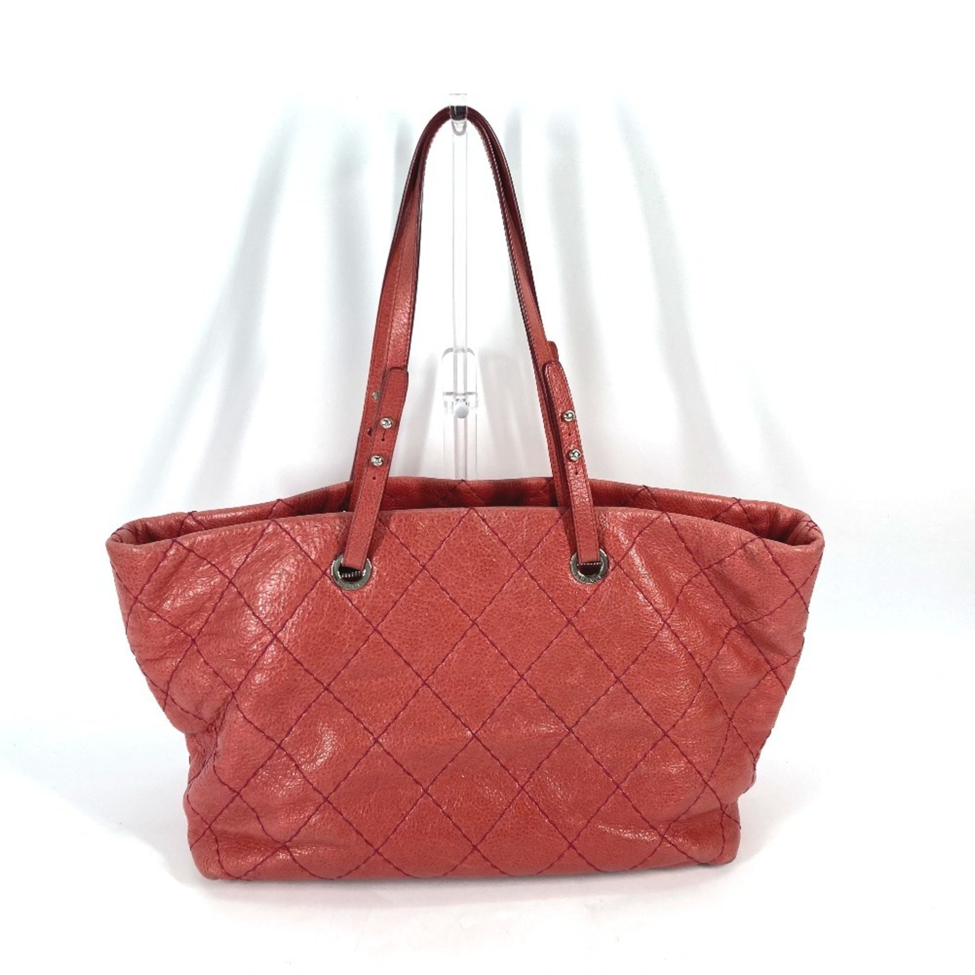 CHANEL Quilted CC Coco Mark On The Road Tote Bag Shoulder Caviar Skin Women's Pink