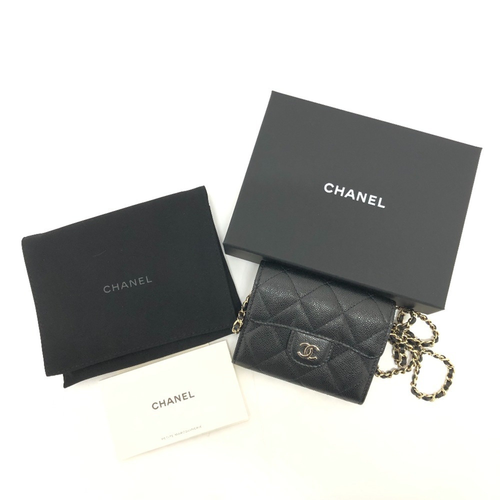 CHANEL AP0238 Coco Mark Matelasse Chain Wallet Pochette Shoulder Bag Caviar Skin Women s Black eLADY Globazone