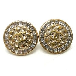 CHANEL B17C Coco Mark Matelasse Rhinestone Earrings, Accessory, Metal, Women's, Gold