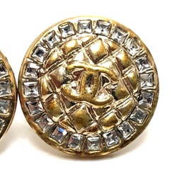 CHANEL B17C Coco Mark Matelasse Rhinestone Earrings, Accessory, Metal, Women's, Gold