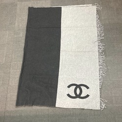 CHANEL G19 CC Coco Mark Bicolor Knee Blanket Wool Cashmere Women's Black