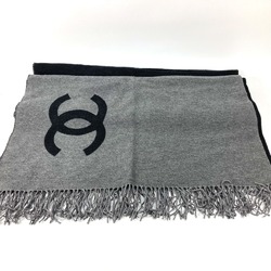 CHANEL G19 CC Coco Mark Bicolor Knee Blanket Wool Cashmere Women's Black