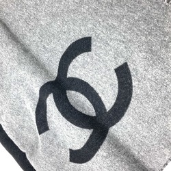 CHANEL G19 CC Coco Mark Bicolor Knee Blanket Wool Cashmere Women's Black