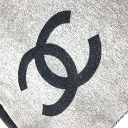 CHANEL G19 CC Coco Mark Bicolor Knee Blanket Wool Cashmere Women's Black