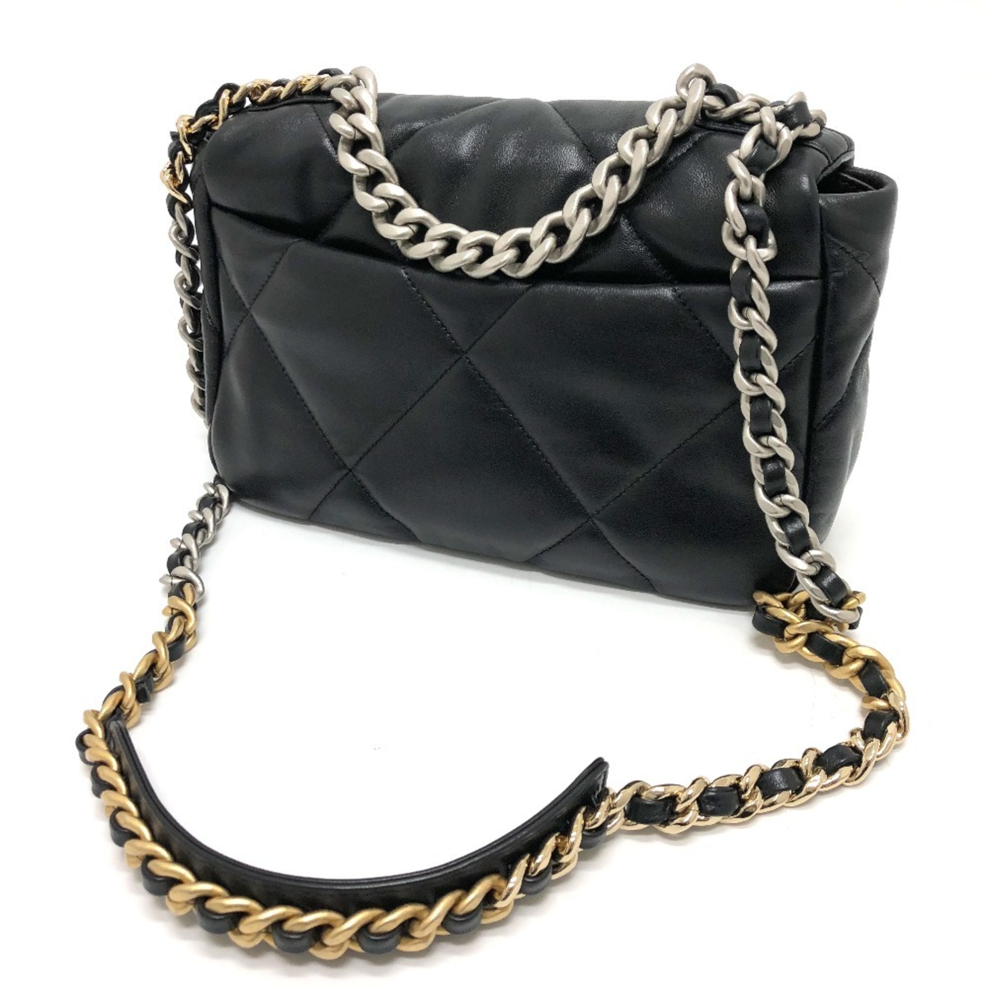 CHANEL AS1160 Disneuf Matelasse Coco Mark CHANEL19 Chain Bag Shoulder Lambskin Women's Black