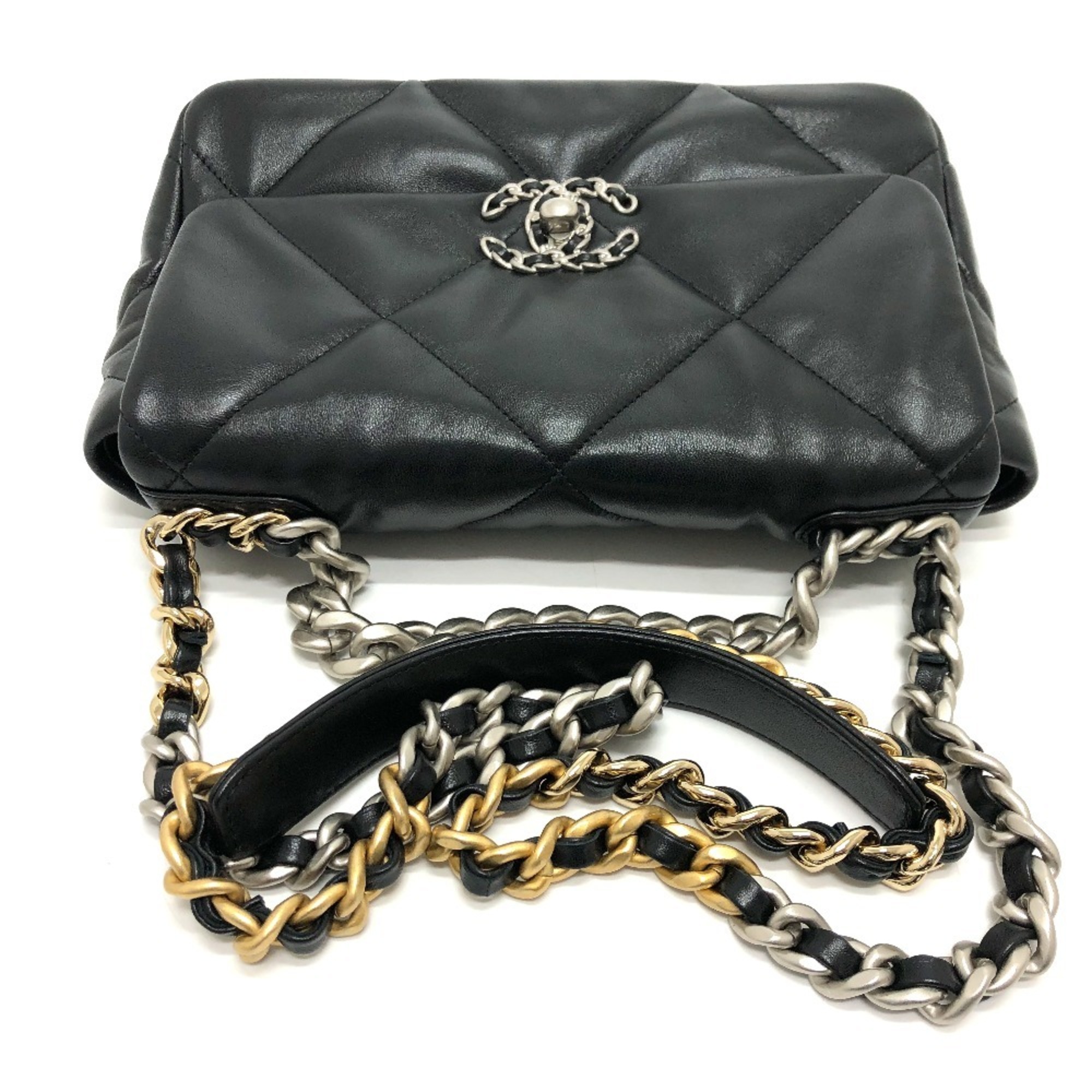 CHANEL AS1160 Disneuf Matelasse Coco Mark CHANEL19 Chain Bag Shoulder Lambskin Women's Black