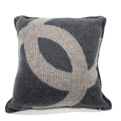 CHANEL CC Coco Mark Double Face Miscellaneous Goods Cushion Wool Cashmere Men's Women's Pink x Gray