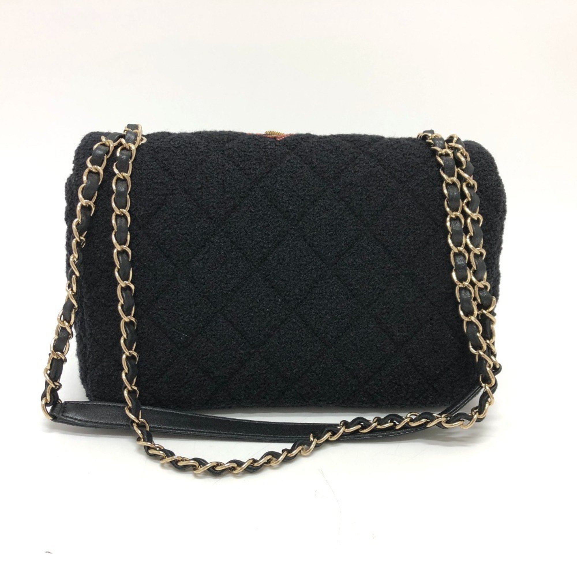 CHANEL AS2785 Matelasse No Icon Chain Shoulder Bag Canvas Women's Black