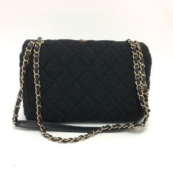 CHANEL AS2785 Matelasse No Icon Chain Shoulder Bag Canvas Women's Black