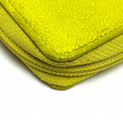 CHANEL A68890 Round Coco Mark CC Neon Color Wallet/Coin Case Caviar Skin Yellow Women's