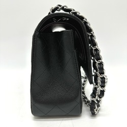 CHANEL A58600 Deca Matelasse 30 Double Flap Chain Shoulder Bag Caviar Skin Women's Black