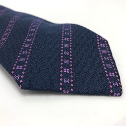 CHANEL Coco Mark Necktie Silk Men's Blue