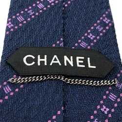 CHANEL Coco Mark Necktie Silk Men's Blue