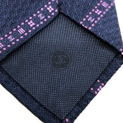 CHANEL Coco Mark Necktie Silk Men's Blue