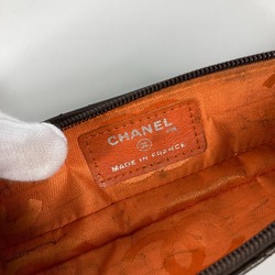 CHANEL Cambon Line CC Coco Mark Pencil Case Stationery Pen Leather Women's Brown