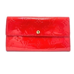 LOUIS VUITTON Louis Vuitton M91173 Monogram Vernis Pochette Porte Mone Credit Bifold Long Wallet Women's Rouge