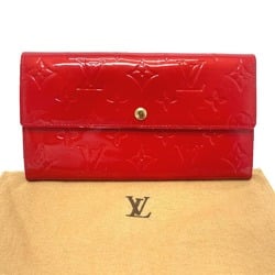 LOUIS VUITTON Louis Vuitton M91173 Monogram Vernis Pochette Porte Mone Credit Bifold Long Wallet Women's Rouge