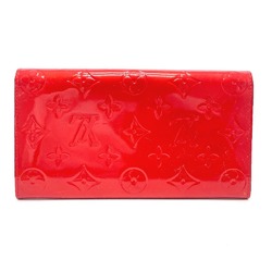 LOUIS VUITTON Louis Vuitton M91173 Monogram Vernis Pochette Porte Mone Credit Bifold Long Wallet Women's Rouge