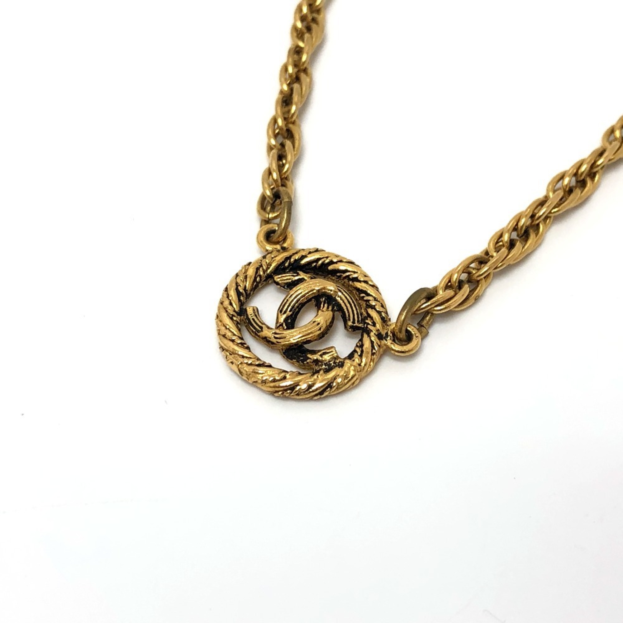 CHANEL Coco Mark Necklace Metal Women's Gold