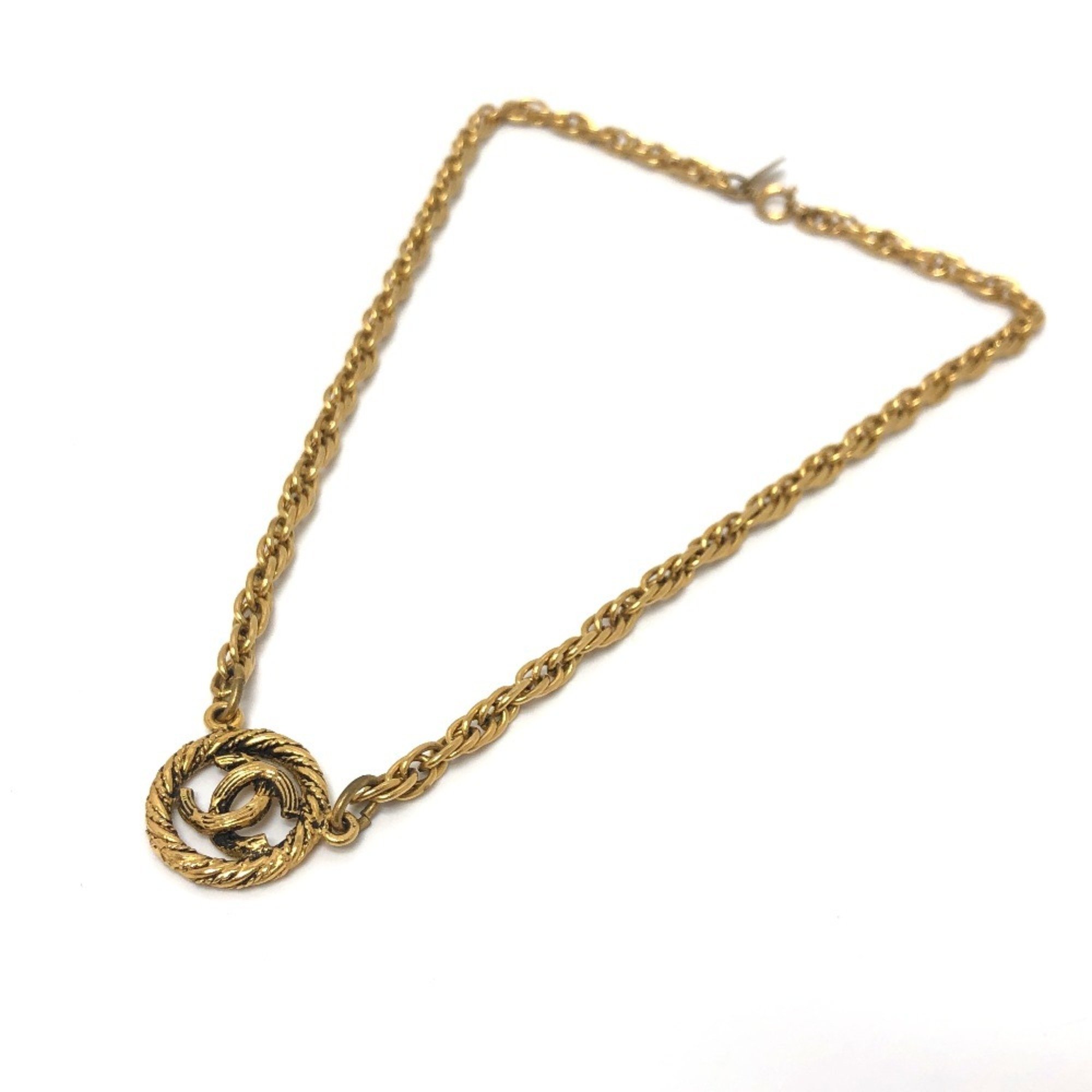 CHANEL Coco Mark Necklace Metal Women's Gold