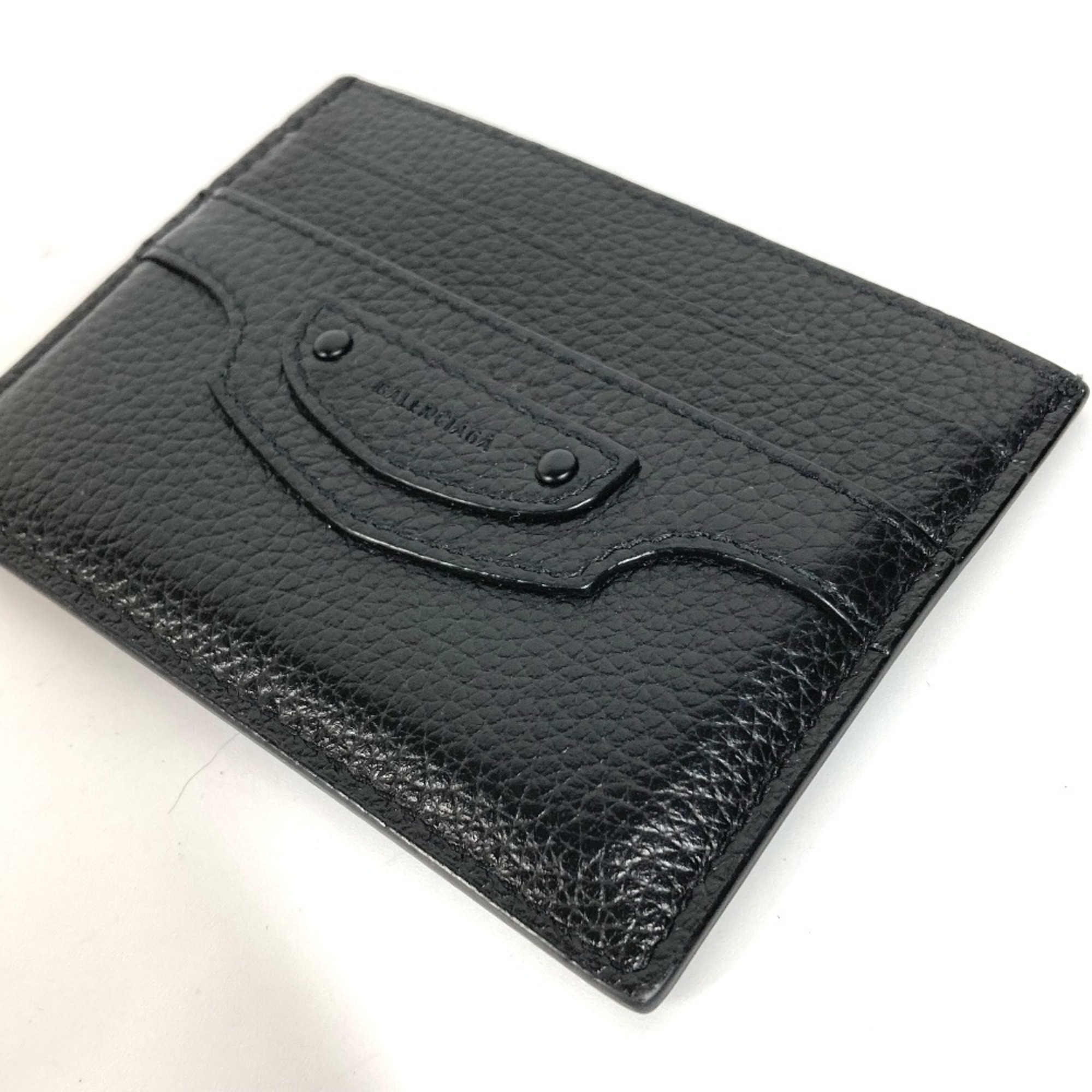 BALENCIAGA 640109 Neo Classic Business Card Holder Pass Case Holder/Card Leather Women's Black