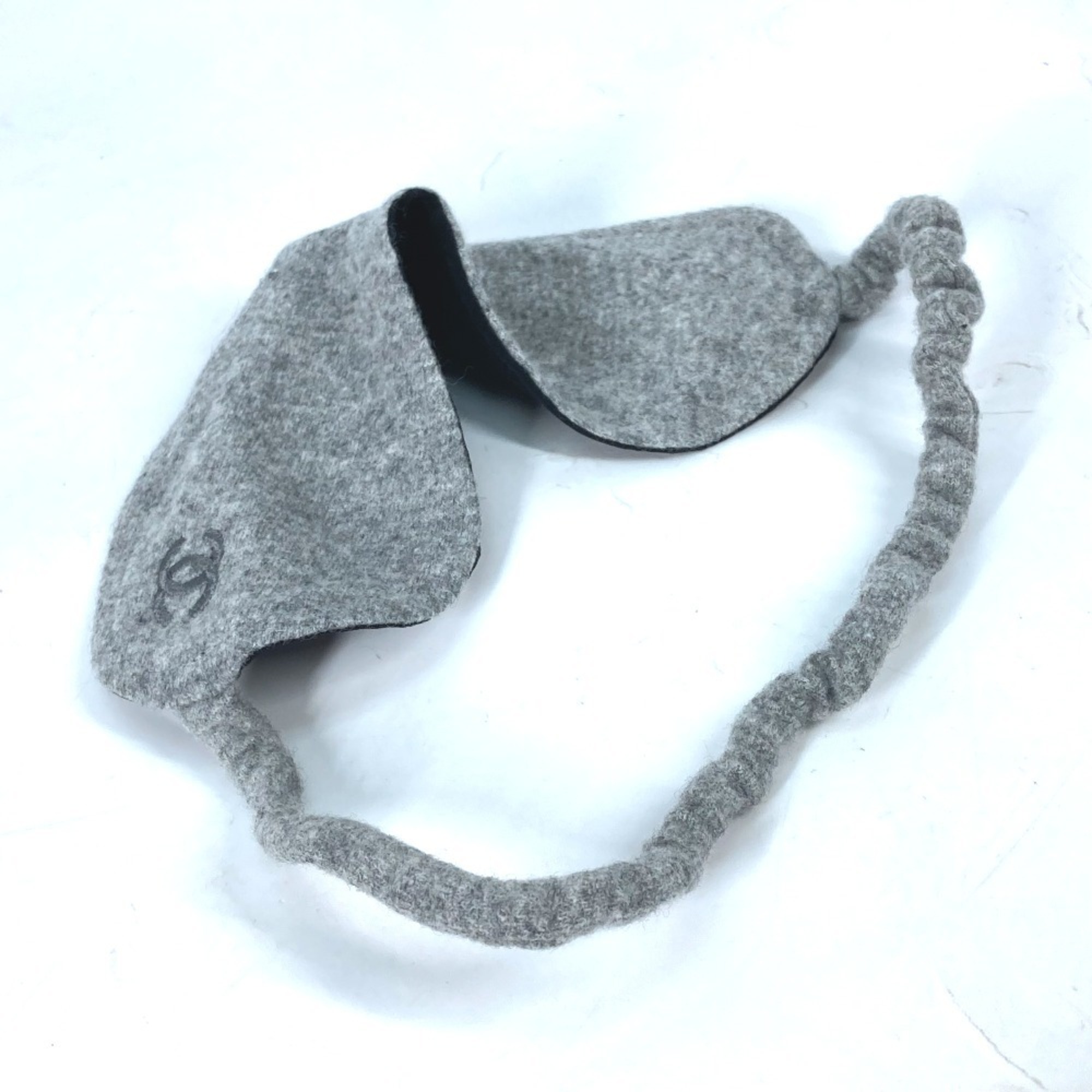 CHANEL CC Coco Mark Eye Mask Travel Goods Sleep Miscellaneous Silk Women's Grey