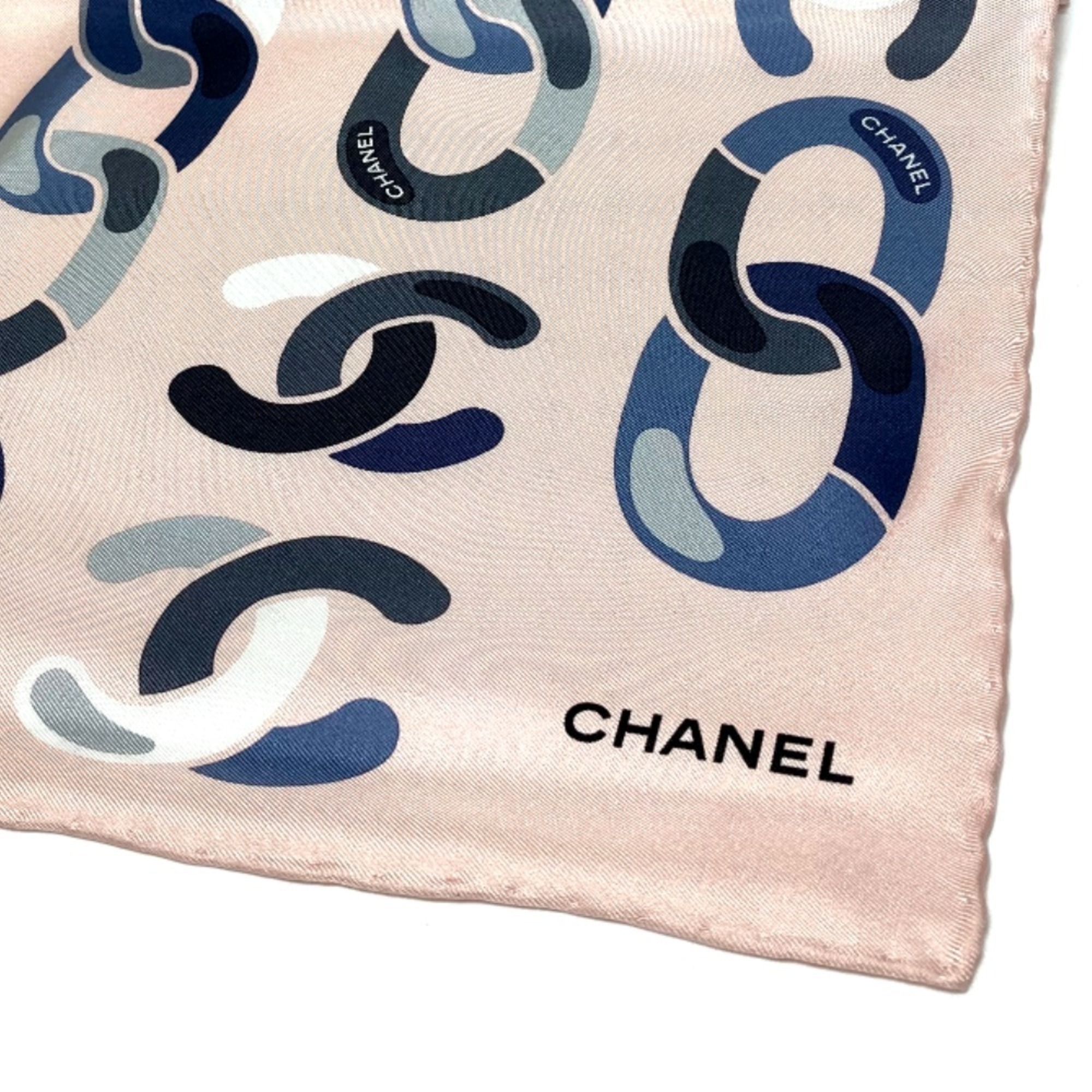 CHANEL CC Coco Mark Chain Motif Carré Scarf Silk Women's Pink