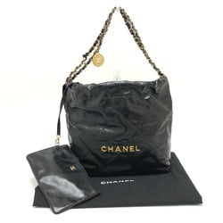 CHANEL AS3260 22 Small Chain Shoulder Bag Leather Women's Black