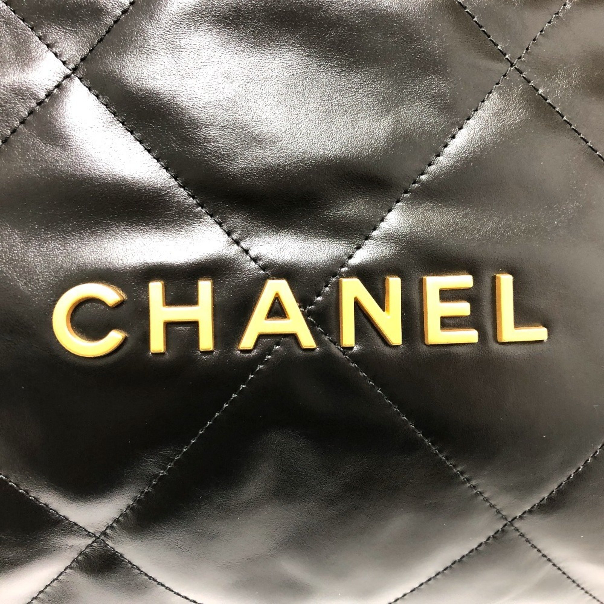 CHANEL AS3260 22 Small Chain Shoulder Bag Leather Women's Black