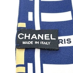 CHANEL CC Coco Mark Railroad Motif Bandeau Twilly Bag Scarf Silk Women's Blue