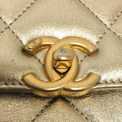 CHANEL AS3240 Matelasse Coco Mark Rhinestone Chain Bag Handbag Shoulder Lambskin Women's Gold