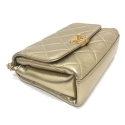 CHANEL AS3240 Matelasse Coco Mark Rhinestone Chain Bag Handbag Shoulder Lambskin Women's Gold