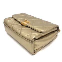 CHANEL AS3240 Matelasse Coco Mark Rhinestone Chain Bag Handbag Shoulder Lambskin Women's Gold