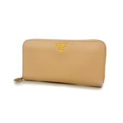 Prada long wallet leather pink beige ladies