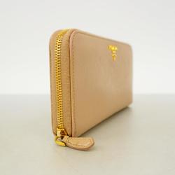 Prada long wallet leather pink beige ladies