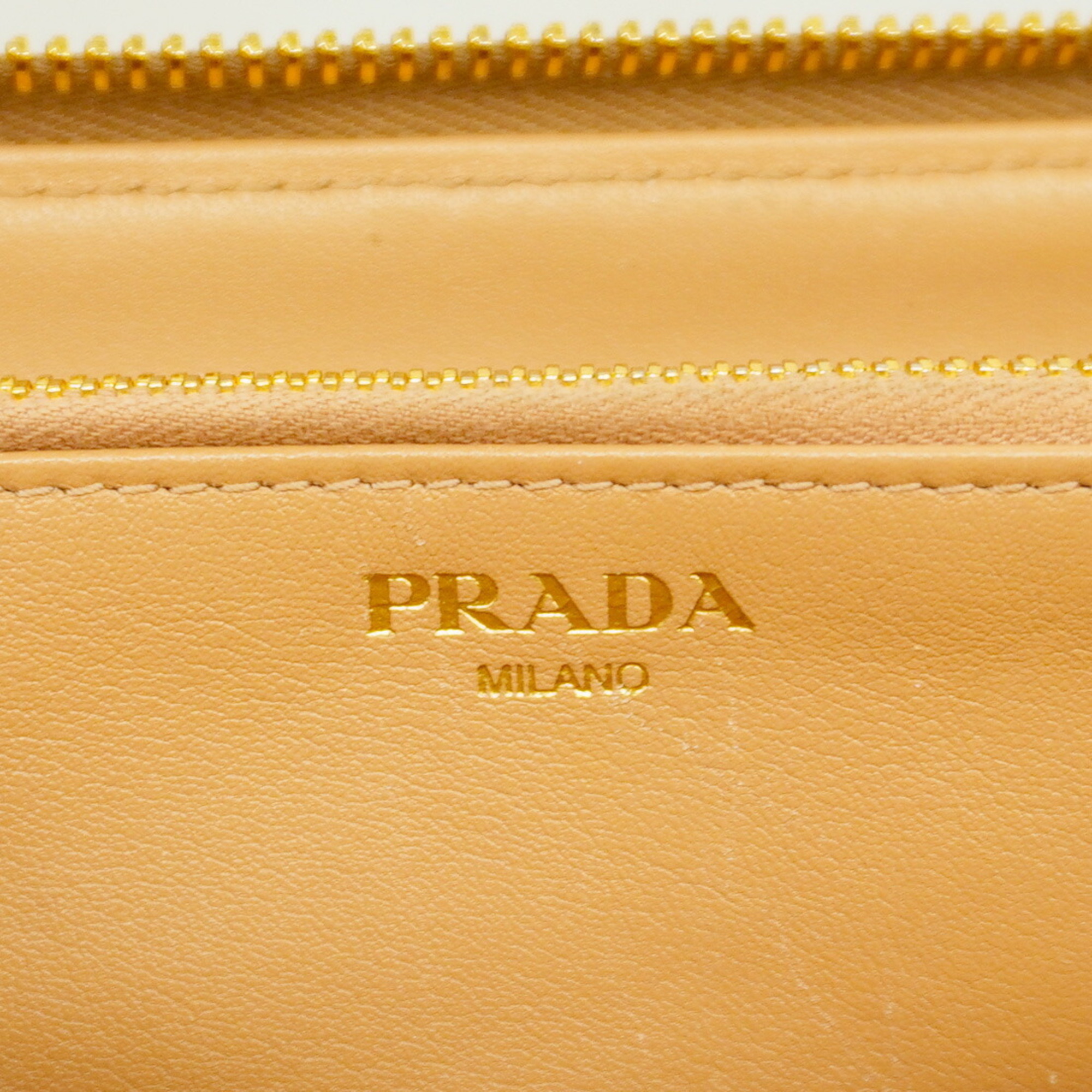 Prada long wallet leather pink beige ladies