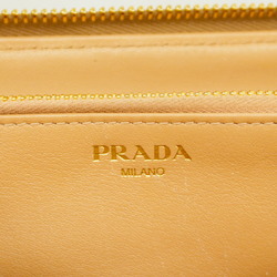 Prada long wallet leather pink beige ladies