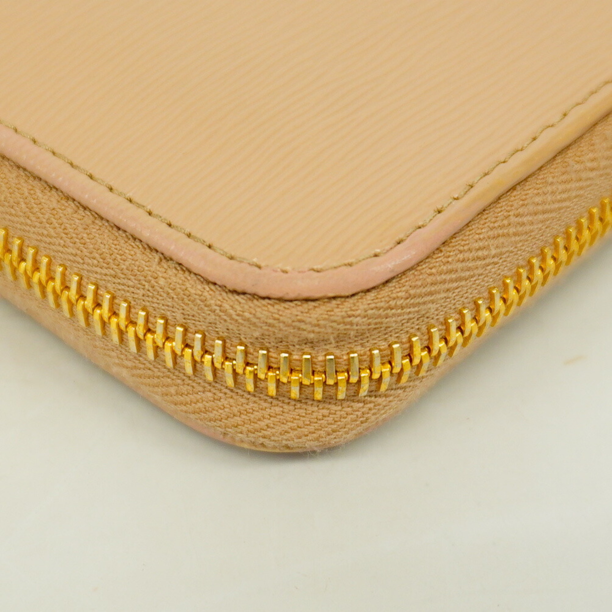 Prada long wallet leather pink beige ladies