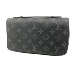 Louis Vuitton Long Wallet Monogram Eclipse Zippy XL M61698 Black Men's