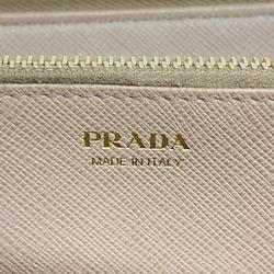 Prada Long Wallet Fiocco Leather Beige Women's