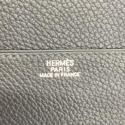 Hermes Long Wallet Dogon MM □D Engraved Negonda Black Men's Women's