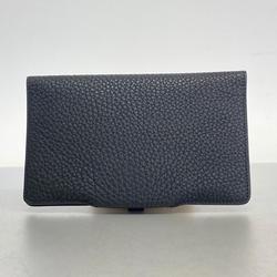 Hermes Long Wallet Dogon MM □D Engraved Negonda Black Men's Women's