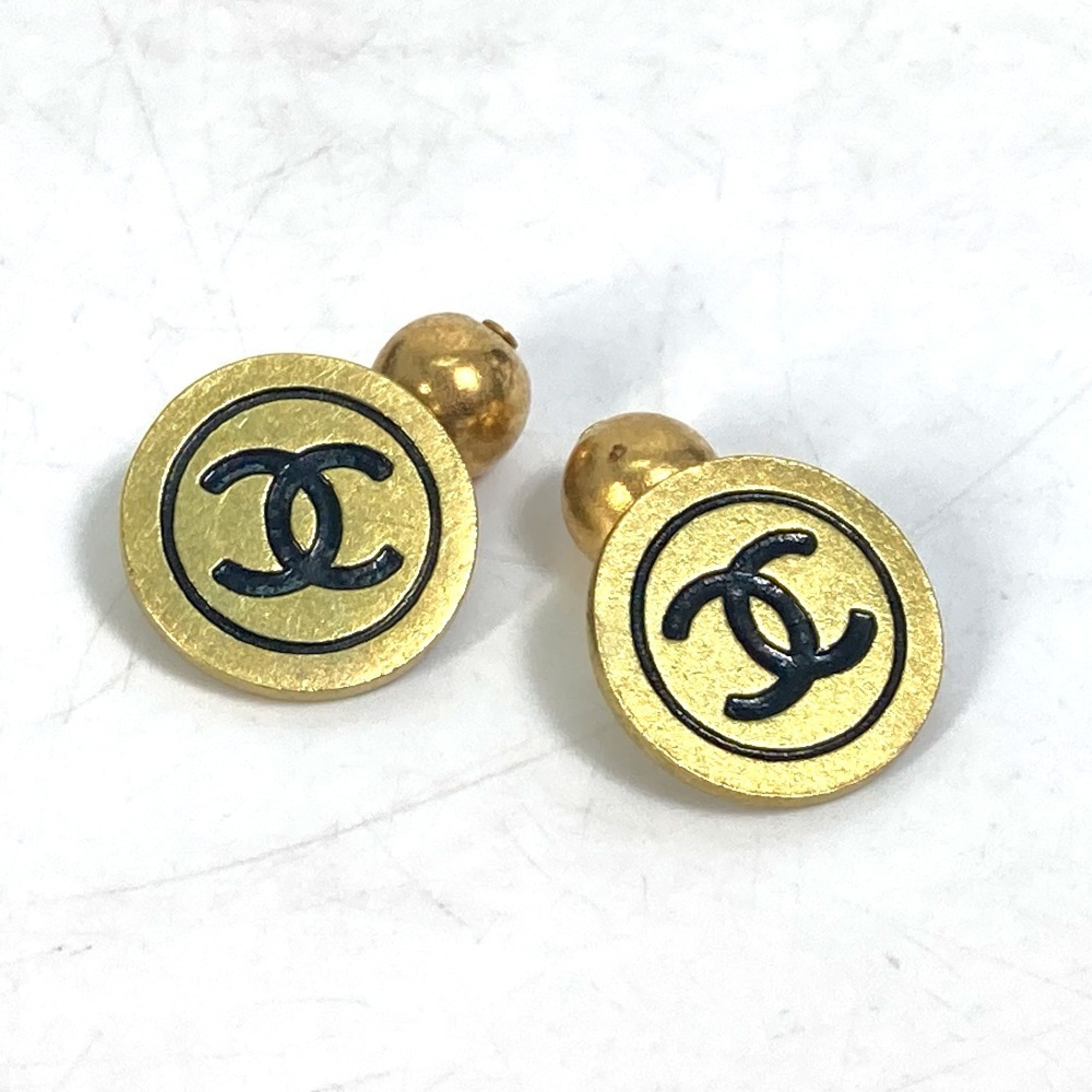 CHANEL 95P CC Coco Mark Bicolor Cufflinks Metal Men's Gold