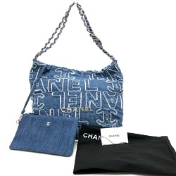 CHANEL AS3260 24A CHANEL22 Patchwork Shoulder Bag Denim Women's Blue